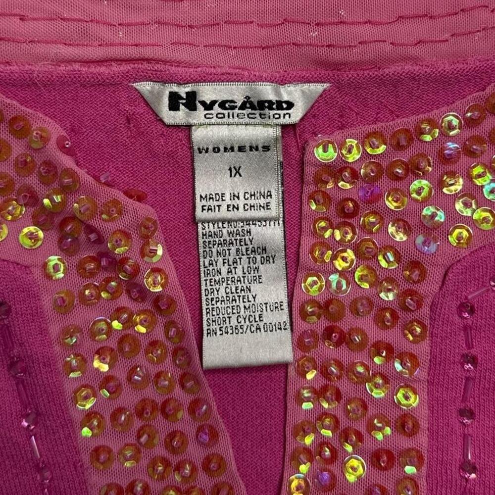 Nygard Collction Y2K Fairy vintage Pink silk sequin beaded embellished tank top - Picture 4 of 8
